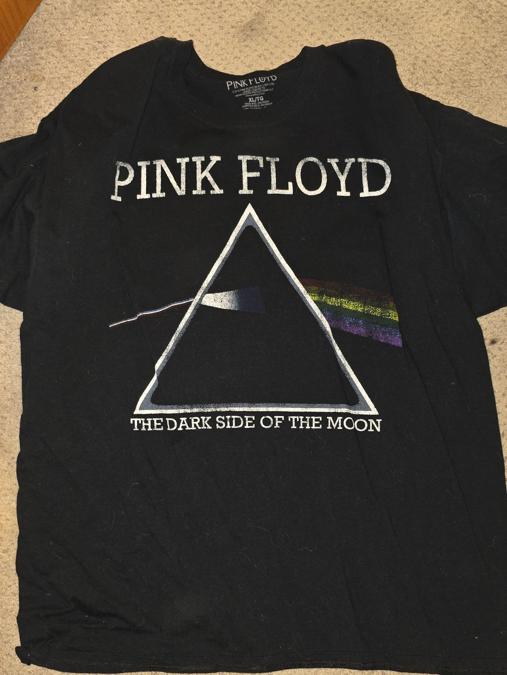 Pink Floyd Black Tee with Prism and Rainbow Accent